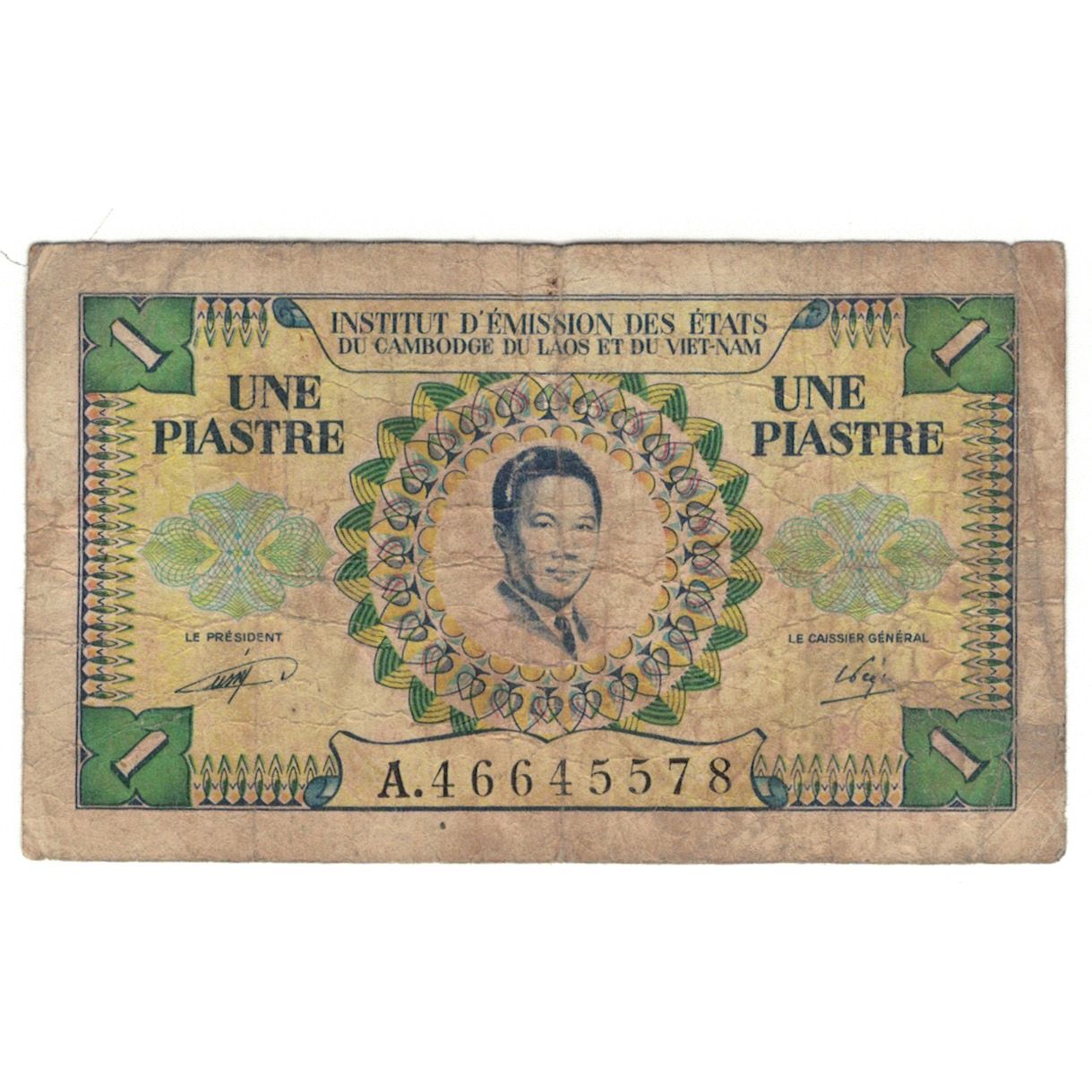 Banknote, FRENCH INDO-CHINA, 1 Piastre = 1 Dong, KM:104, VG(8-10)