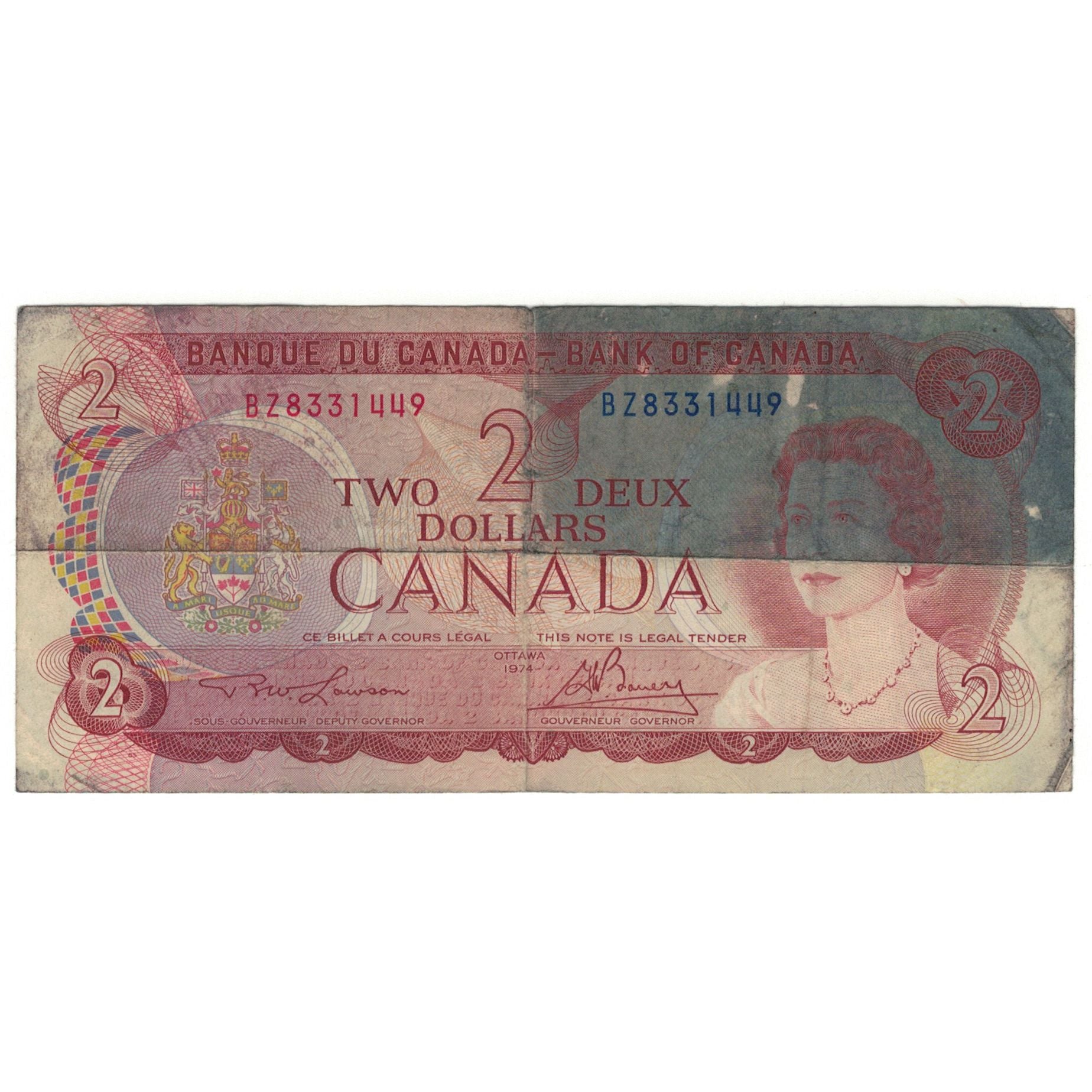 Geldschein, Kanada, 2 Dollars, 1974, KM:86a, SGE