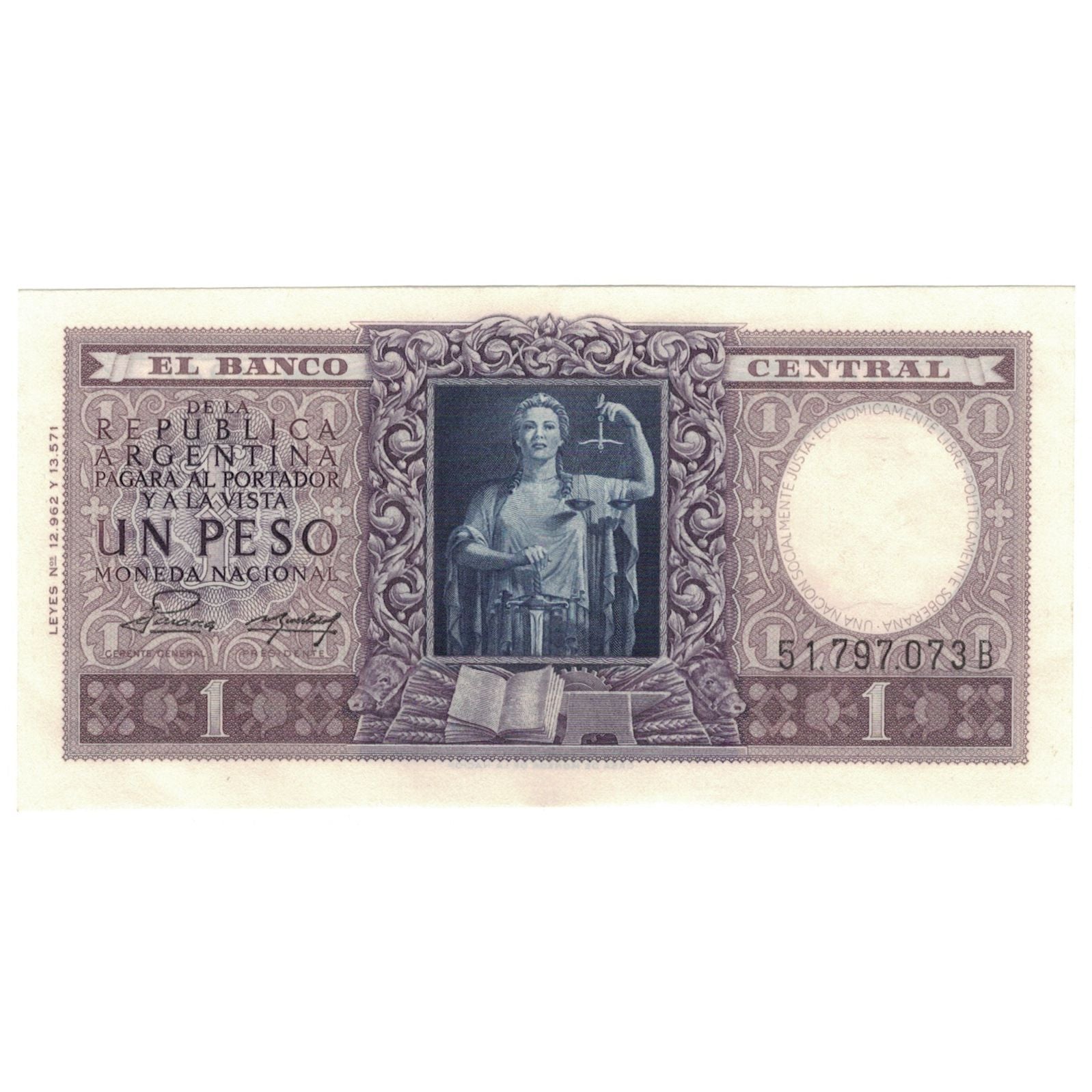 Banknote, Argentina, 1 Peso, 1947, KM:260b, UNC(63)