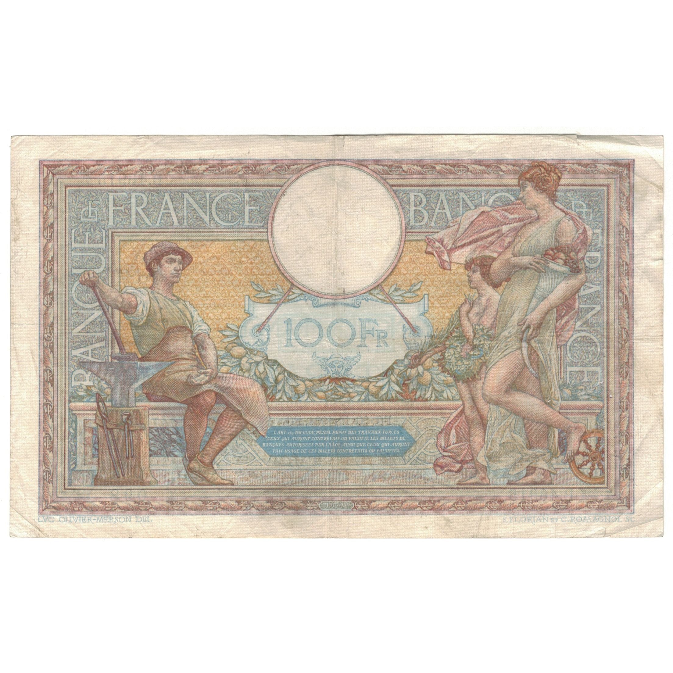 França, 100 Francs, 1934, B.46915, VF(20-25), Fayette:24.13, KM:78c