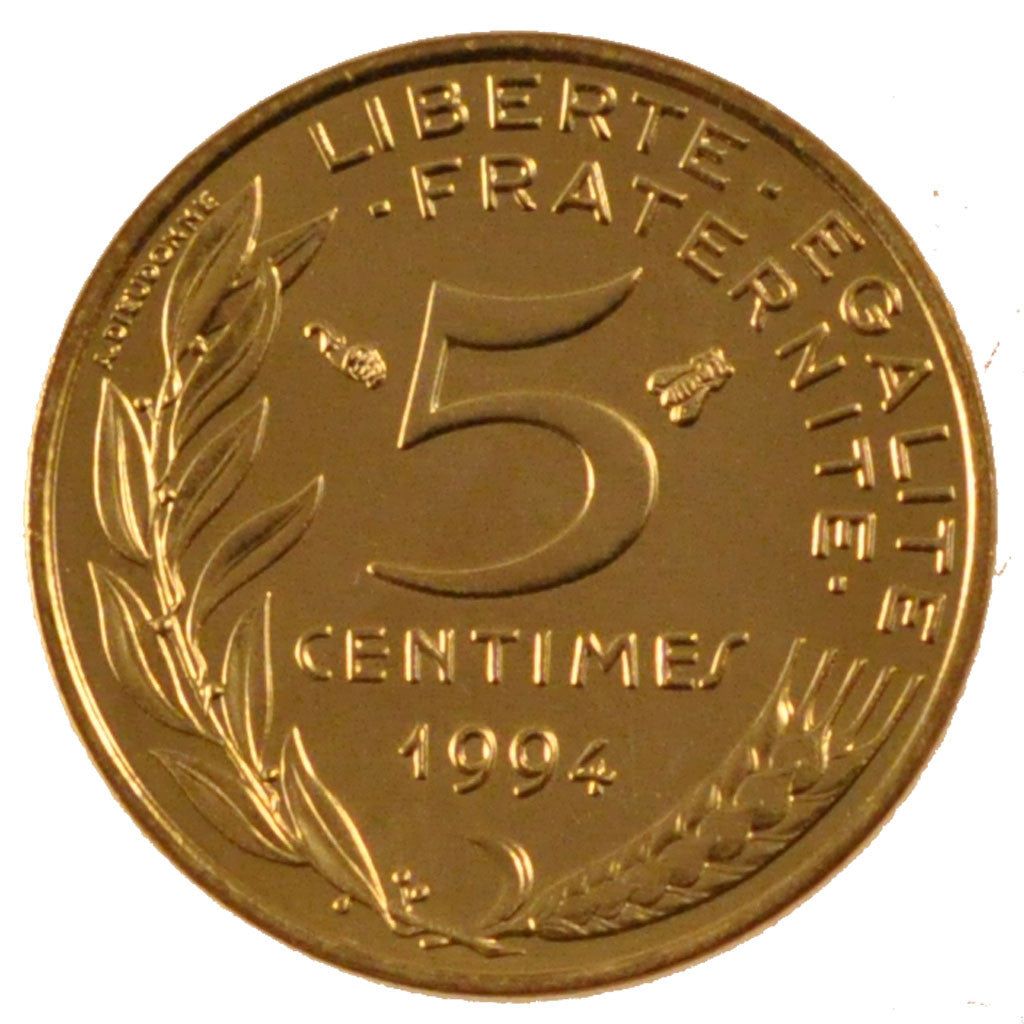 Moneta, Francia, Marianne, 5 Centimes, 1994, Paris, FDC, Alluminio-bronzo