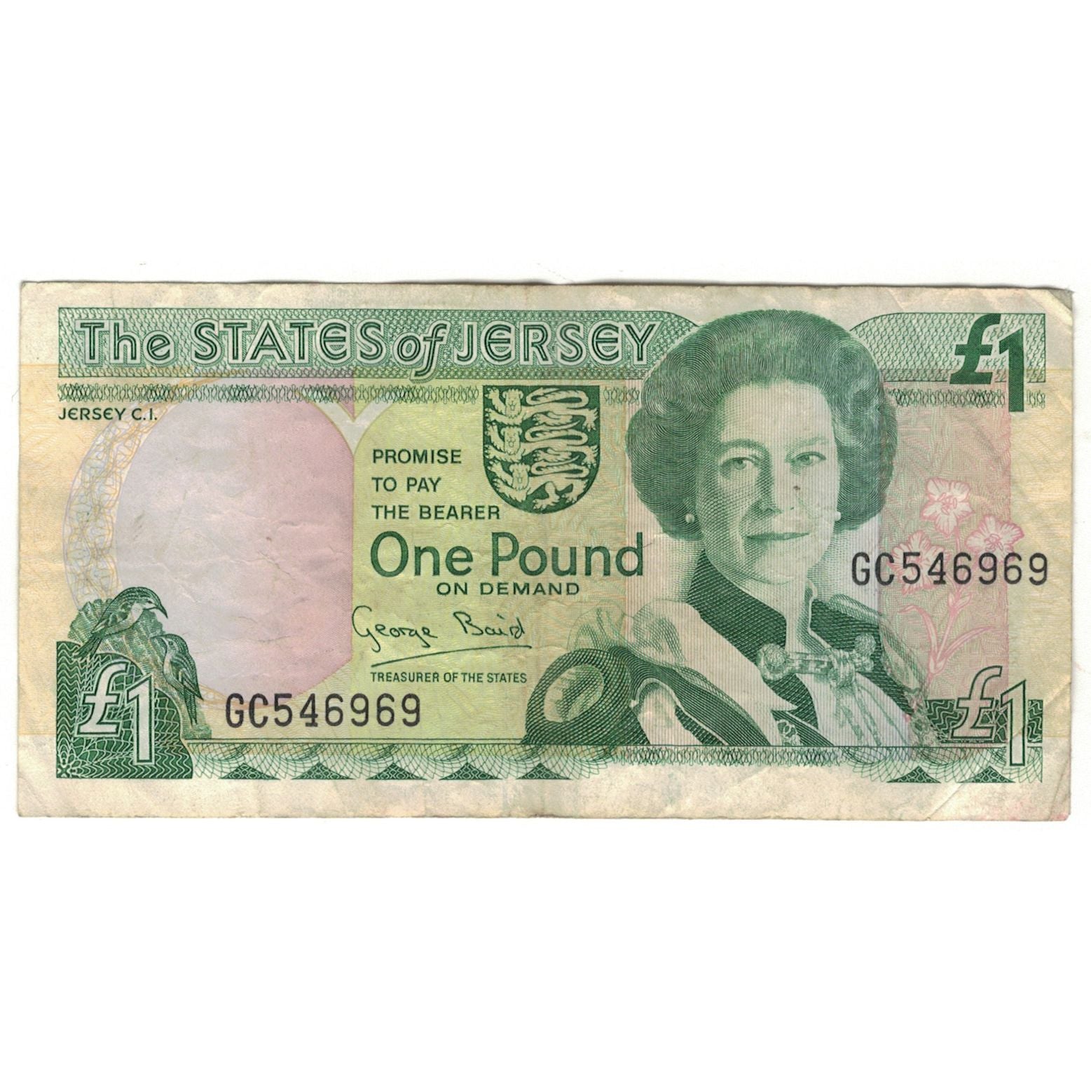 Banknote, Jersey, 1 Pound, KM:26a, EF(40-45)