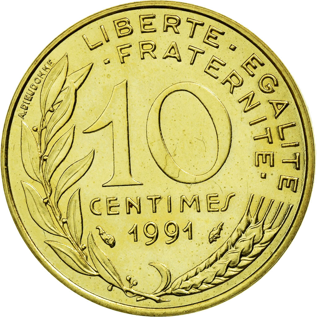 Coin, France, Marianne, 10 Centimes, 1991, Paris, MS(65-70), Aluminum-Bronze