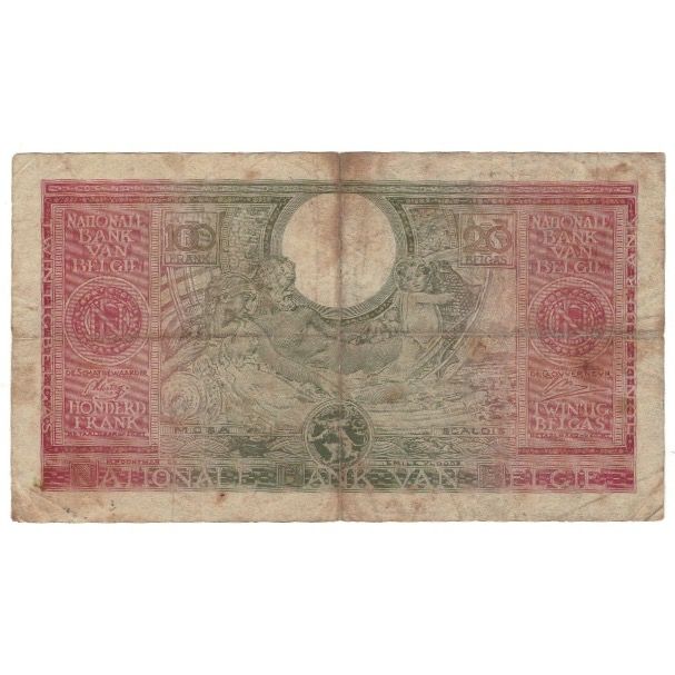 Banknote, Belgium, 100 Francs-20 Belgas, 1943, 1943-02-01, KM:123, VG(8-10)