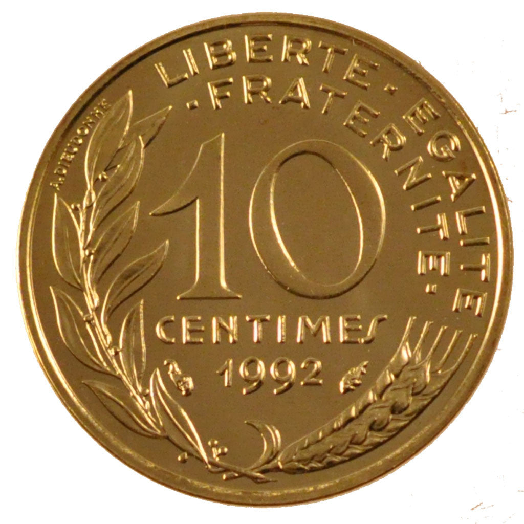 FRANCE, Marianne, 10 Centimes, 1992, Paris, KM #929, MS(65-70),...