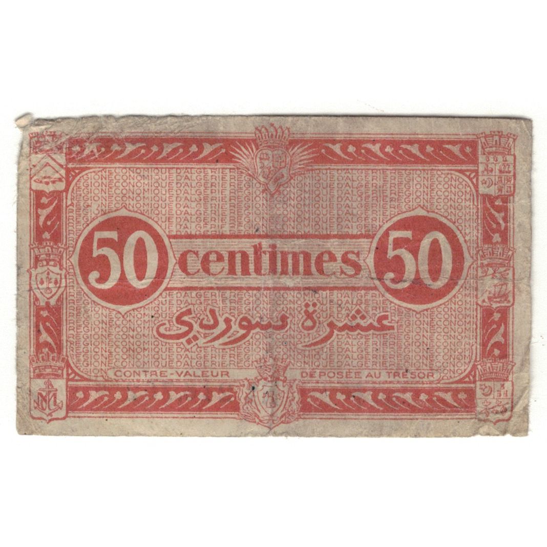 Banknote, Algeria, 50 Centimes, 1944, 1944-01-31, KM:100, G(4-6)