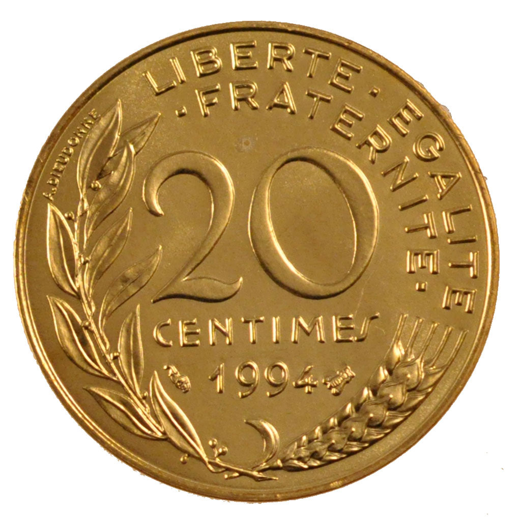 FRANCE, Marianne, 20 Centimes, 1994, Paris, KM #930, MS(65-70),...