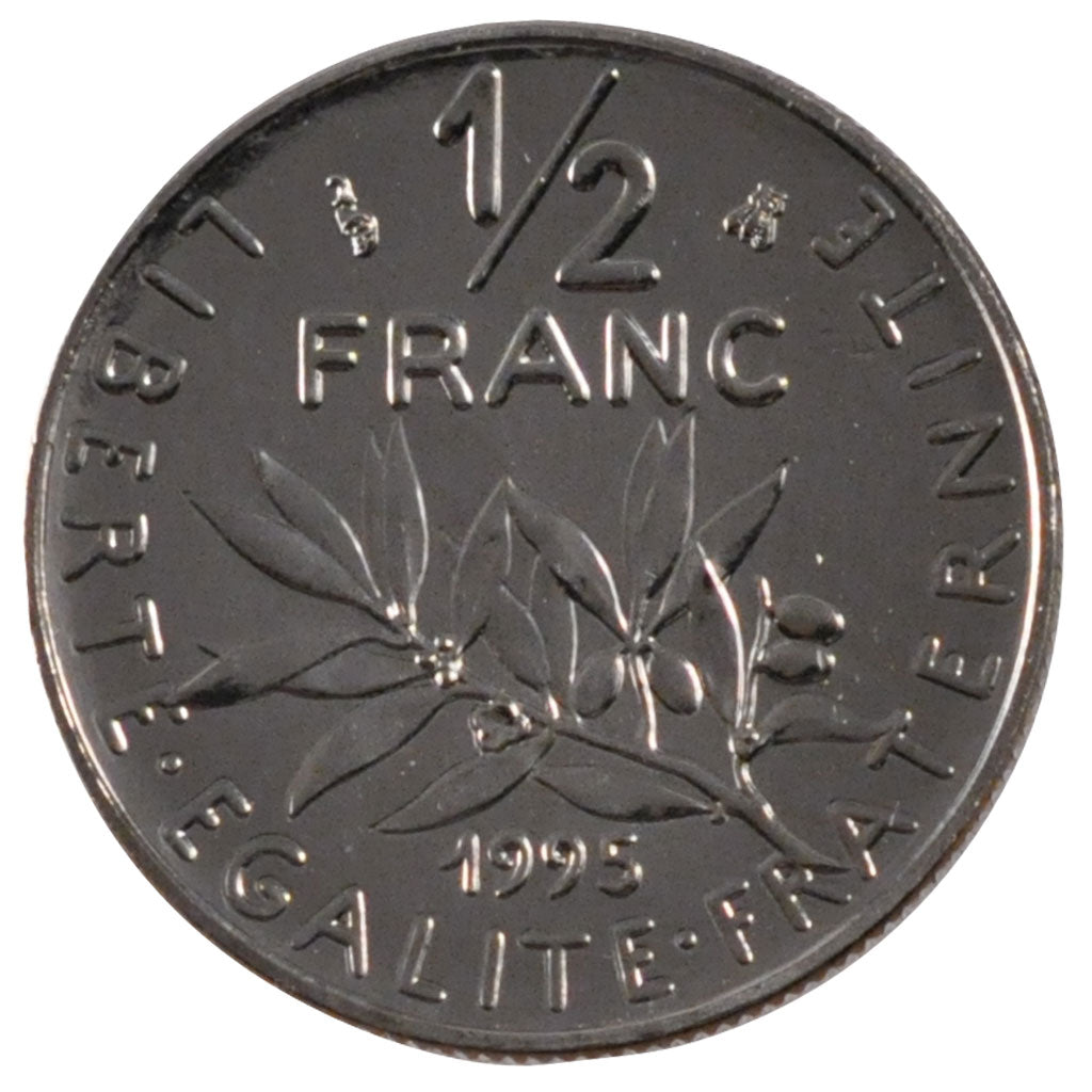 FRANCE, Semeuse, 1/2 Franc, 1995, Paris, KM #931.1, MS(63), Nickel, 19.5,...