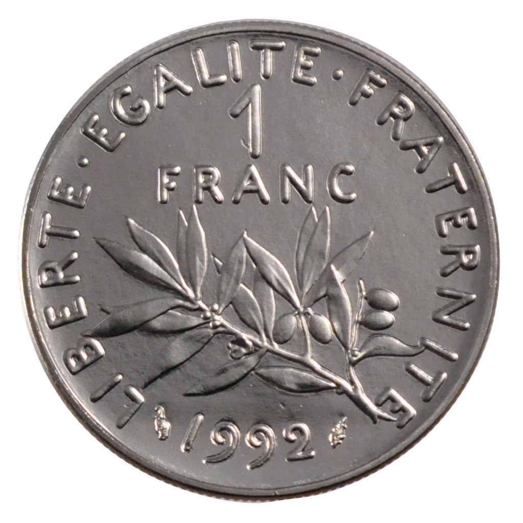 FRANCE, Semeuse, 1 Franc, 1992, Paris, MS(63), Nickel, 24, Gadoury #474, 6.00