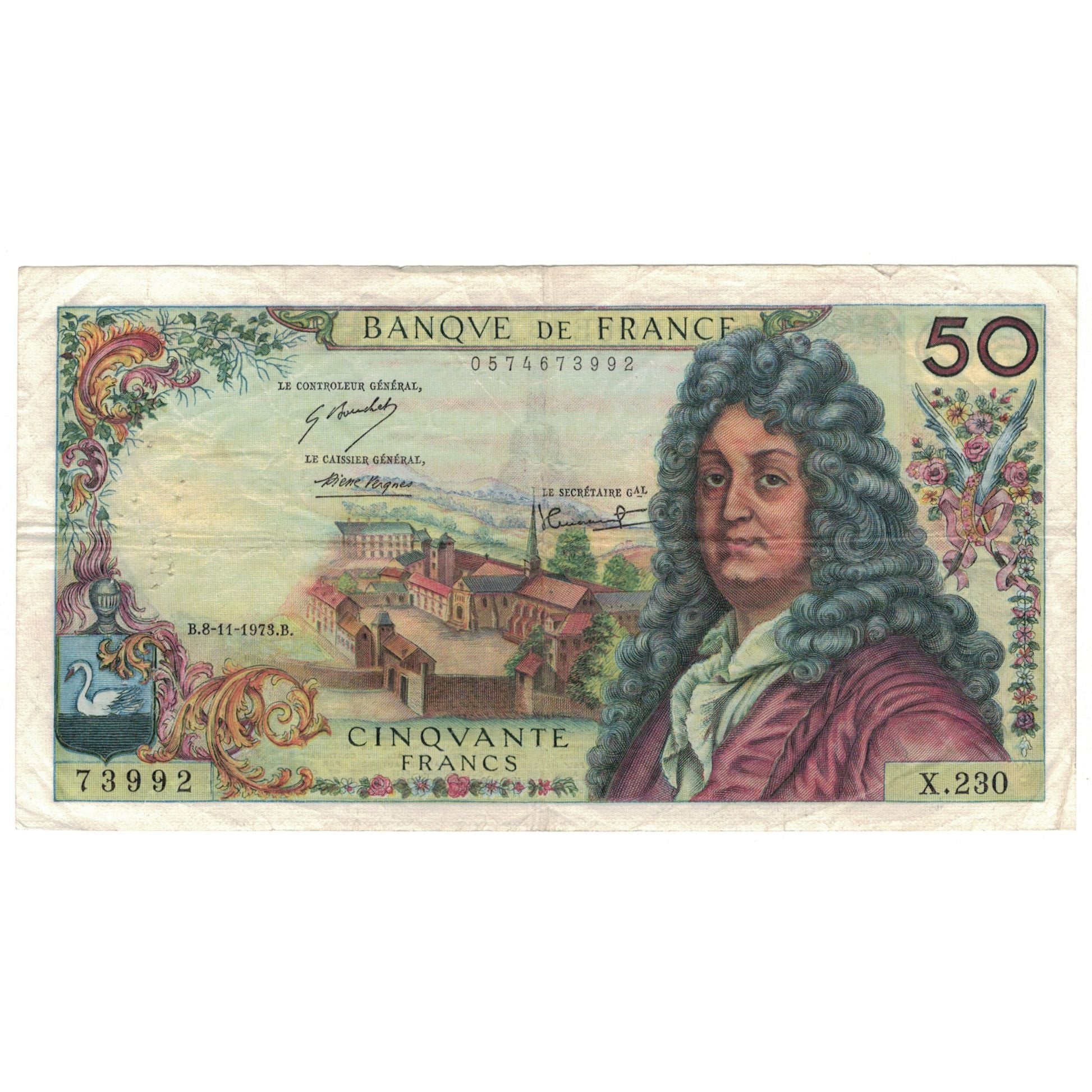 Francia, 50 Francs, Racine, 1973, X.230, MBC, Fayette:64.25, KM:148d