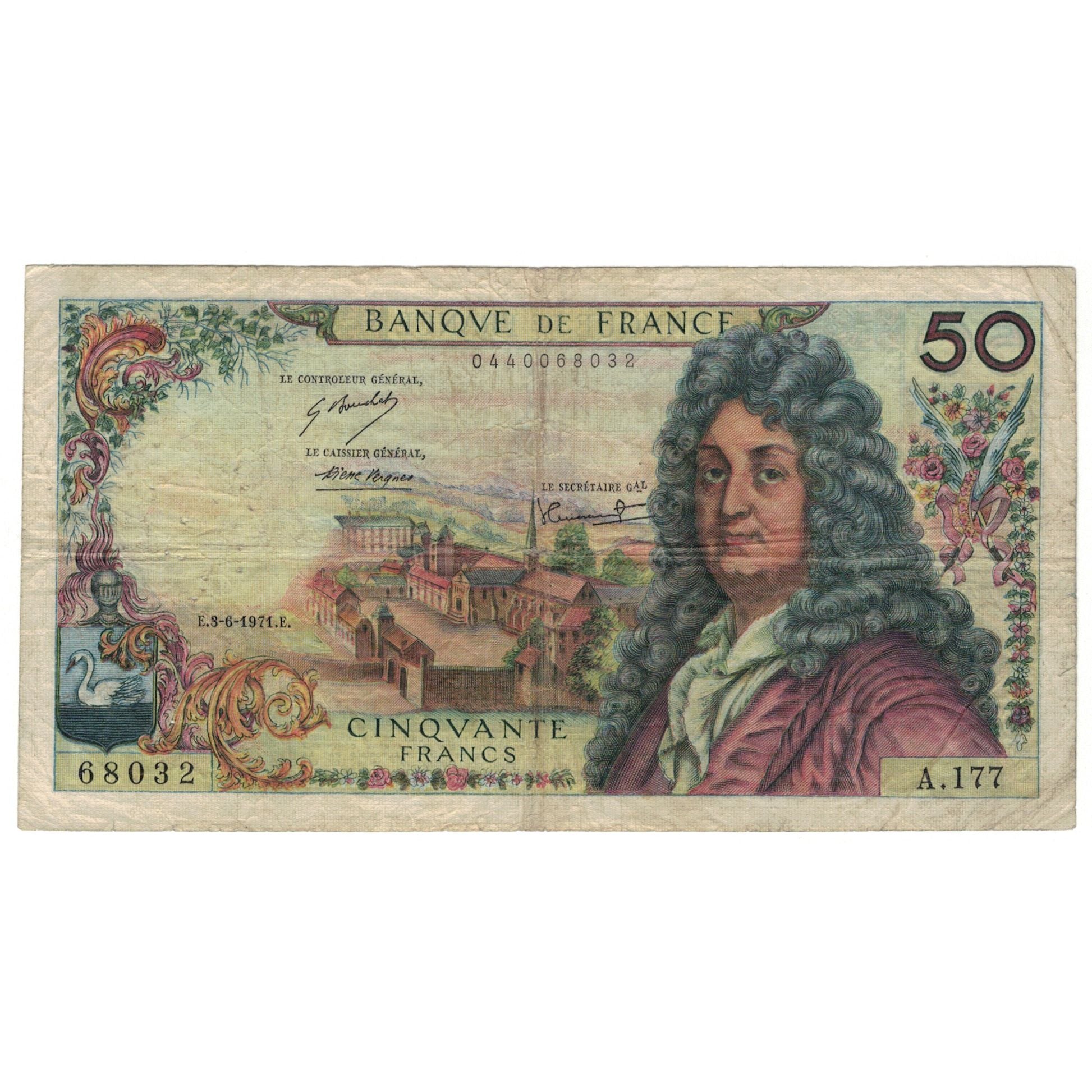 Francja, 50 Francs, Racine, 1971, A.177, VF(20-25), Fayette:64.18, KM:148d