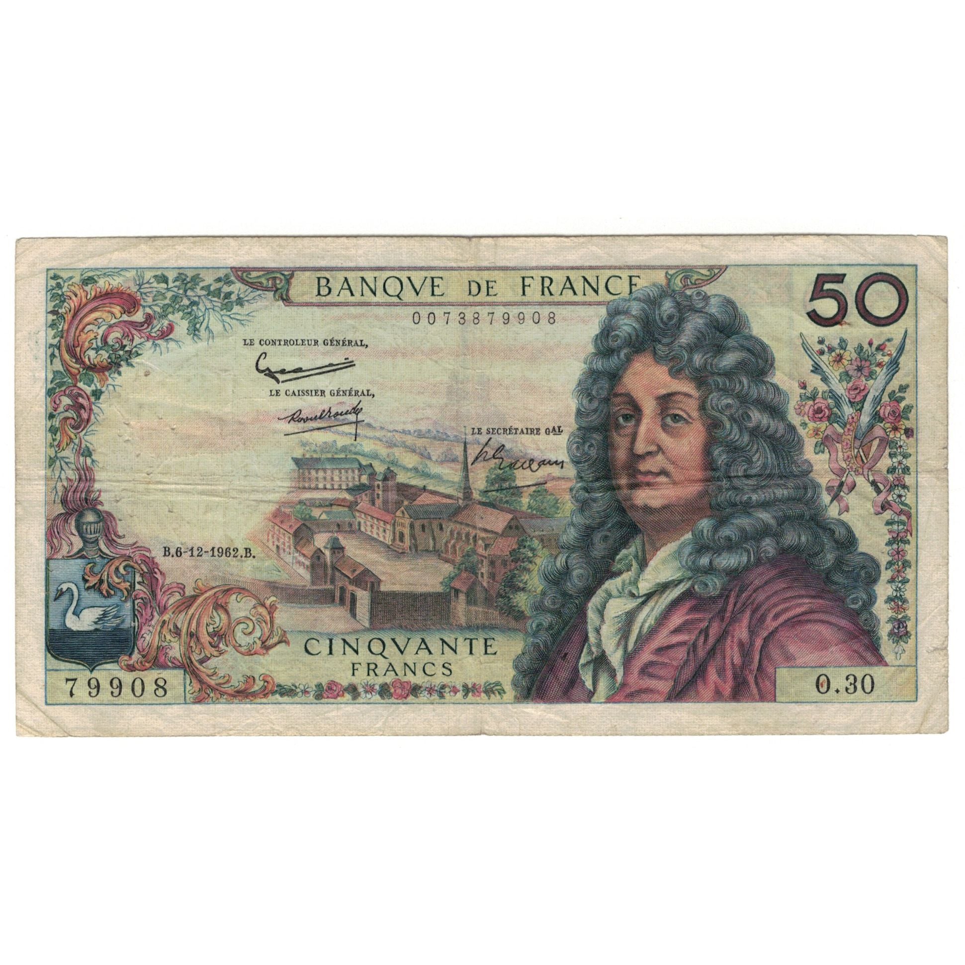 France, 50 Francs, 1962, Racine, O.30, VF(20-25), Fayette:64.03, KM:148a