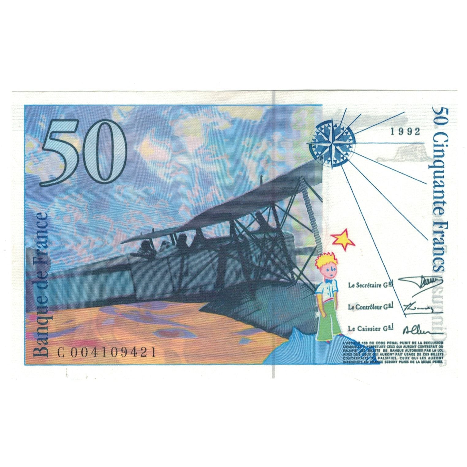 Frankreich, 50 Francs, 1992, C.004109421, UNZ, Fayette:72.1b, KM:157a