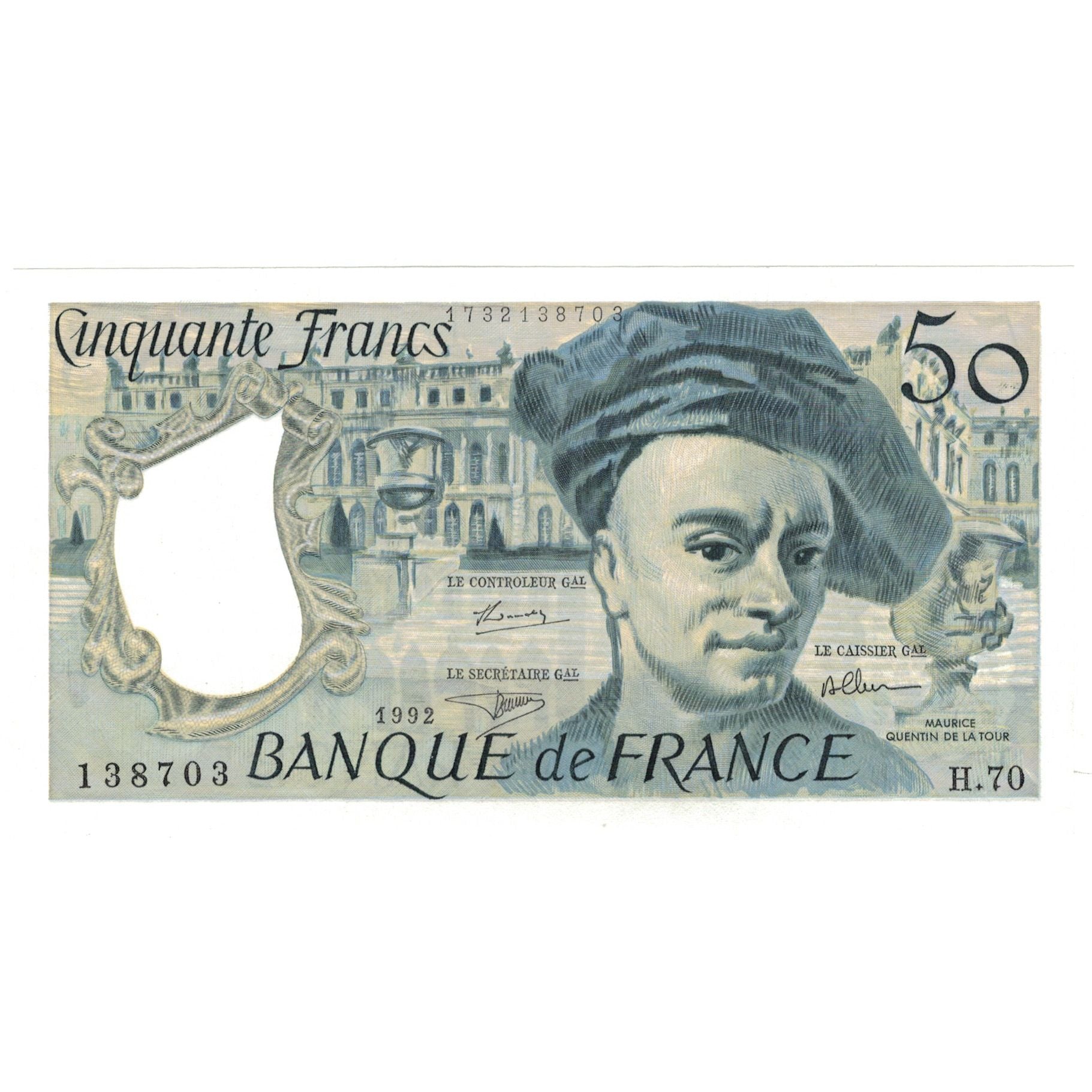 France, 50 Francs, 1976-1992, H.70, Quentin de La Tour, UNC(64), Fayette:67.18