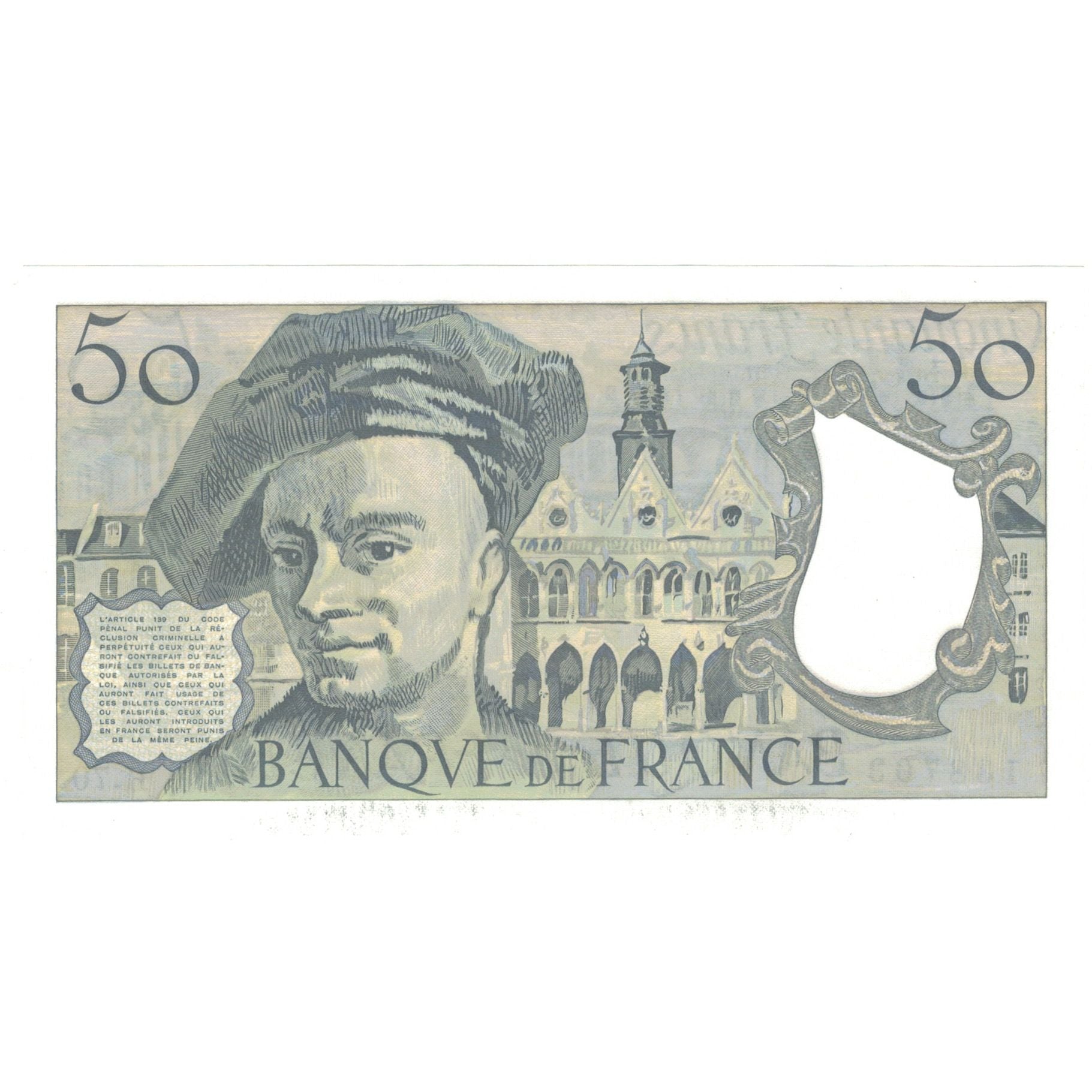 France, 50 Francs, 1976-1992, H.70, Quentin de La Tour, UNC(64), Fayette:67.18