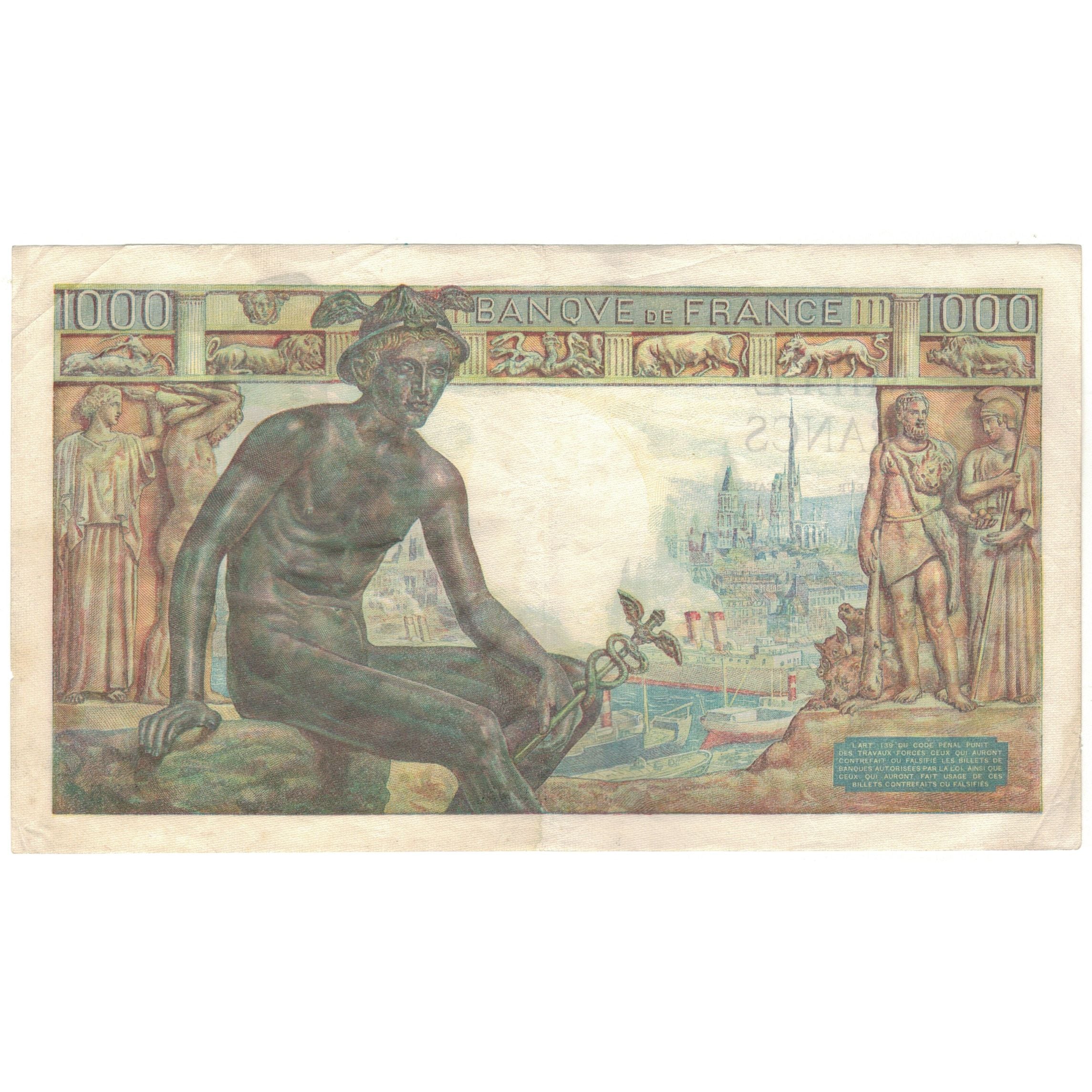 Frankrijk, 1000 Francs, 1943, X.4824, TTB, Fayette:40.21, KM:102
