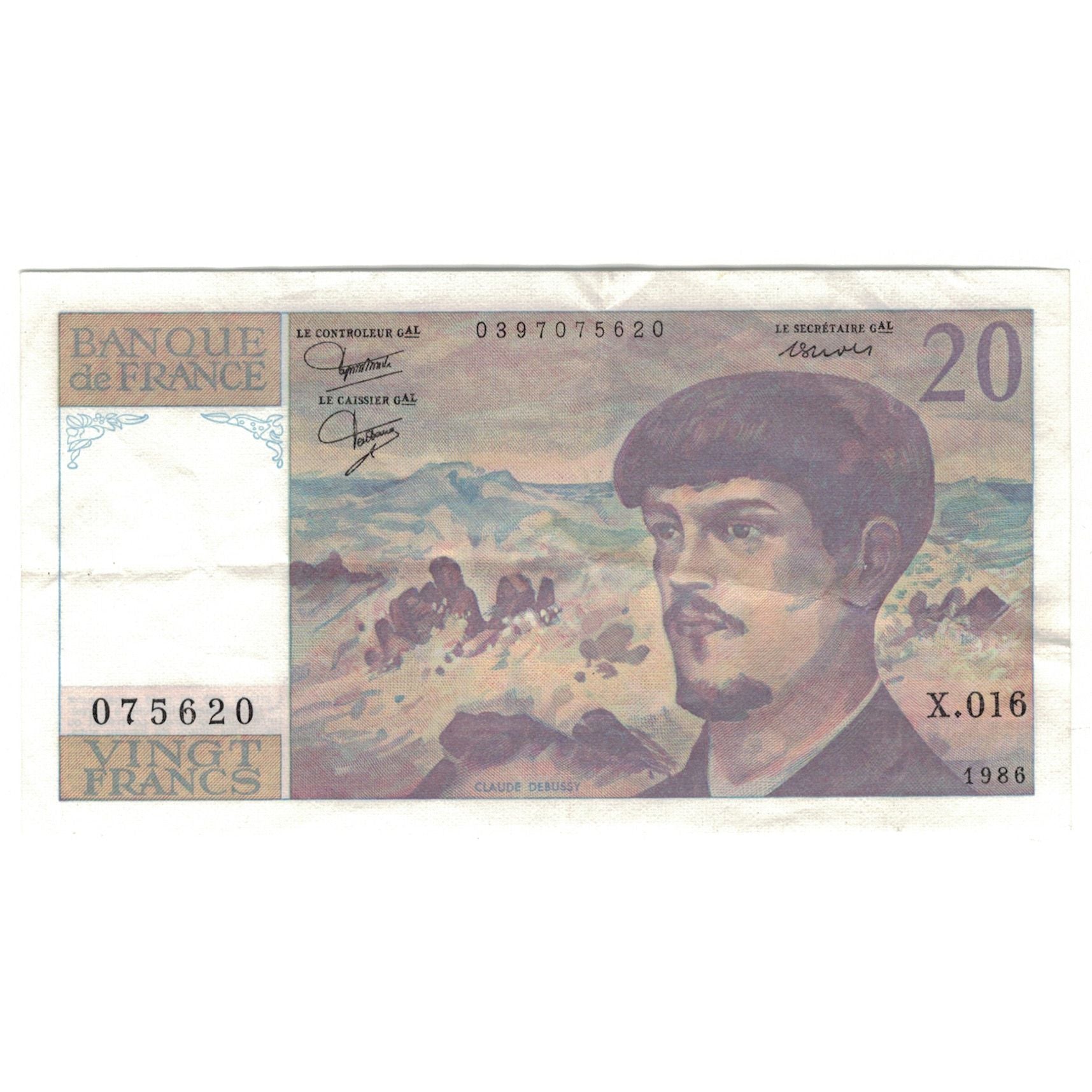 Frankreich, 20 Francs, Debussy, 1986, X.016, VZ, Fayette:66.7, KM:151a