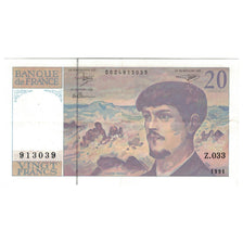France, 20 Francs, 1991, Z.033, Debussy, UNC(60-62), Fayette:66 bis.2, KM:151e