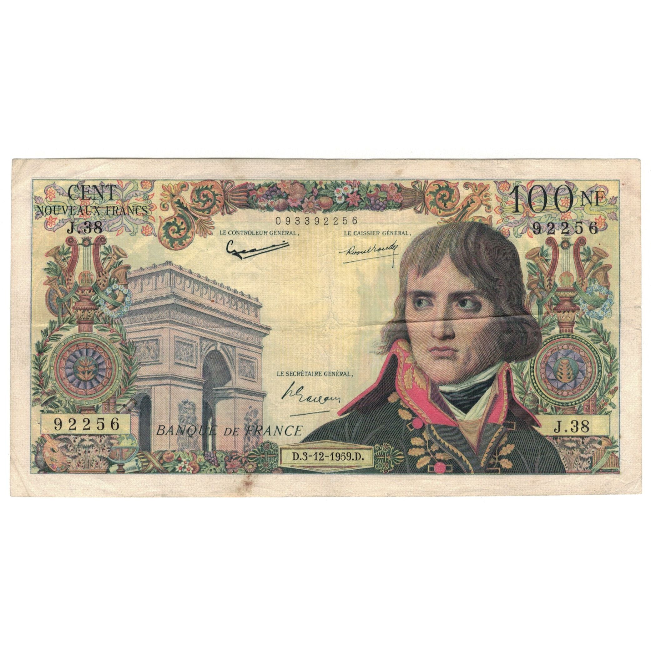 Francja, 100 Nouveaux Francs, 1959, J.38, VF(20-25), Fayette:59.4, KM:144a