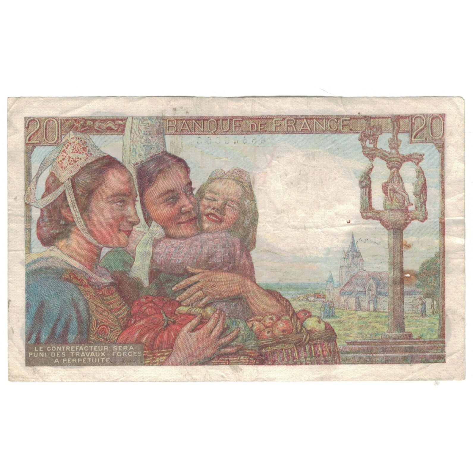 France, 20 Francs, 1943, R.75, Pêcheur, EF(40-45), Fayette:13.5, KM:100a