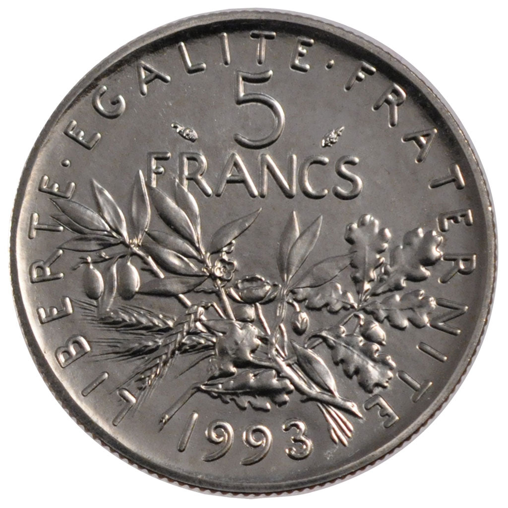 FRANCE, 5 Francs, 1993, MS(65-70), Nickel, Gadoury #771, 10.00