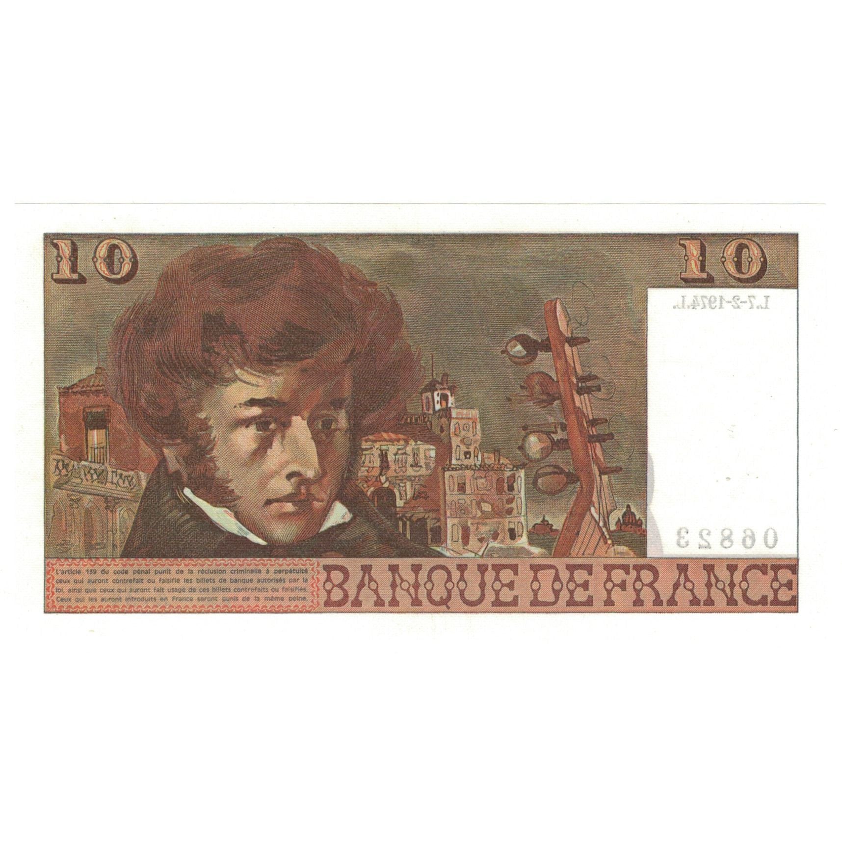 France, 10 Francs, 1974, A.24, Berlioz, UNC(63), Fayette:63.3, KM:150a