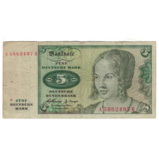 Banknote, GERMANY - FEDERAL REPUBLIC, 5 Deutsche Mark, 1960, 1960-01-02, KM:18a