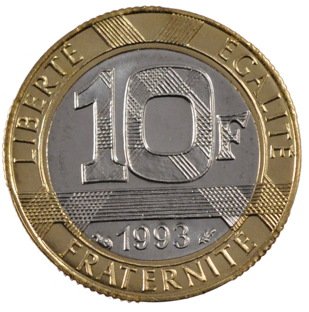 FRANCE, 10 Francs, 1993, MS(63), Bimetallic, Gadoury #827, 6.50