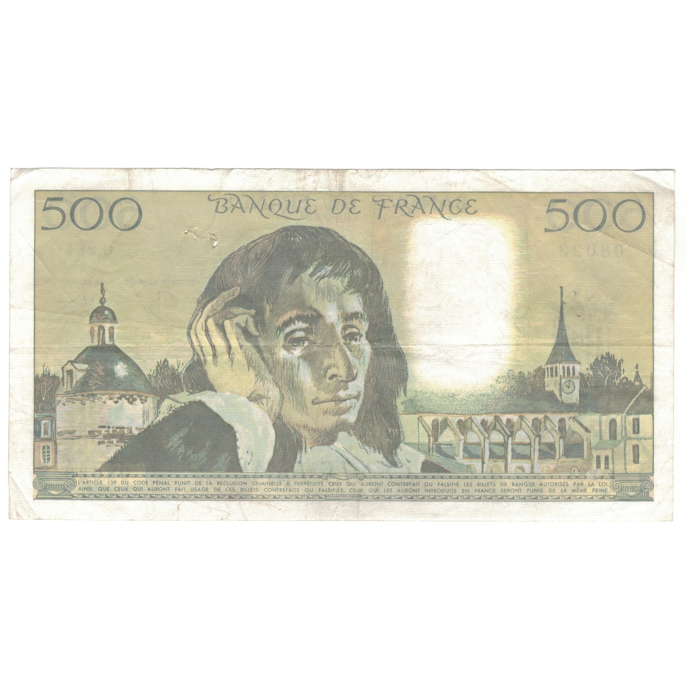 France, 500 Francs, Pascal, 1988, C.284, EF(40-45), Fayette:71.39, KM:156g