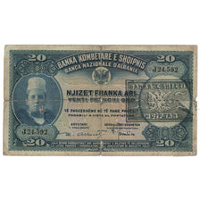 Banknote, Albania, 20 Franka Ari, KM:3a, G(4-6)