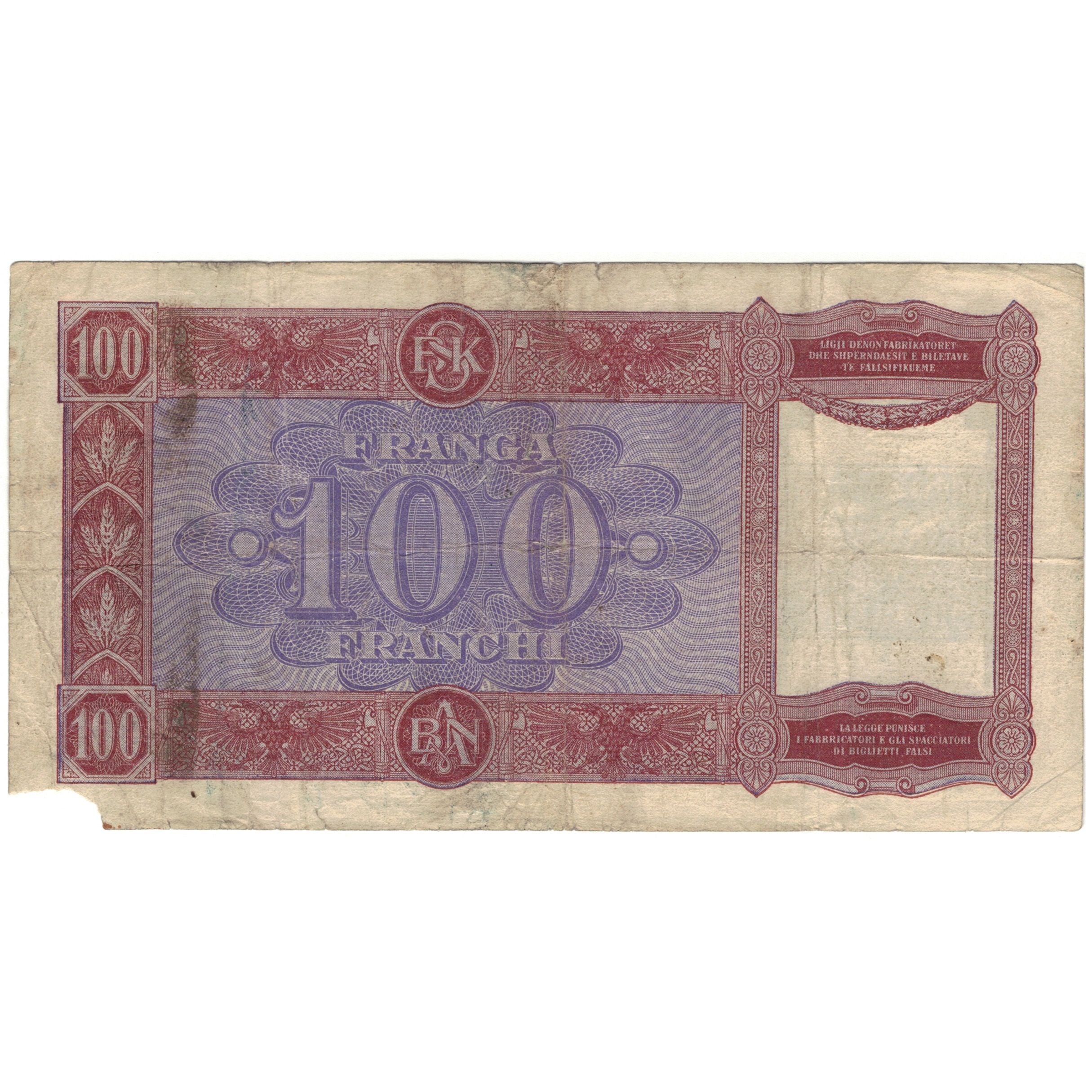 Banknote, Albania, 100 Franga, KM:8, G(4-6)