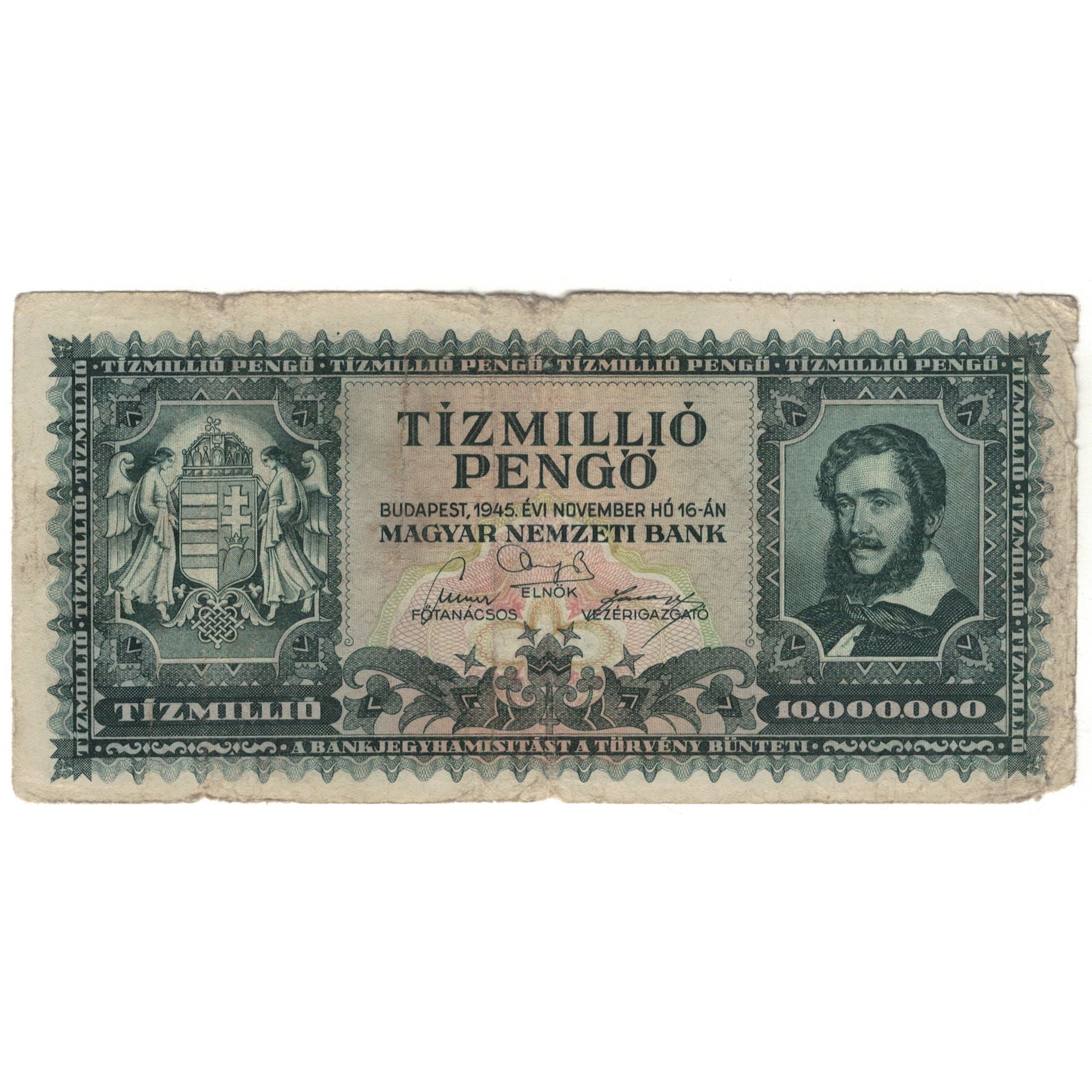 Banknote, Hungary, 10,000,000 Pengö, 1945, 1945-11-16, KM:123, VG(8-10)