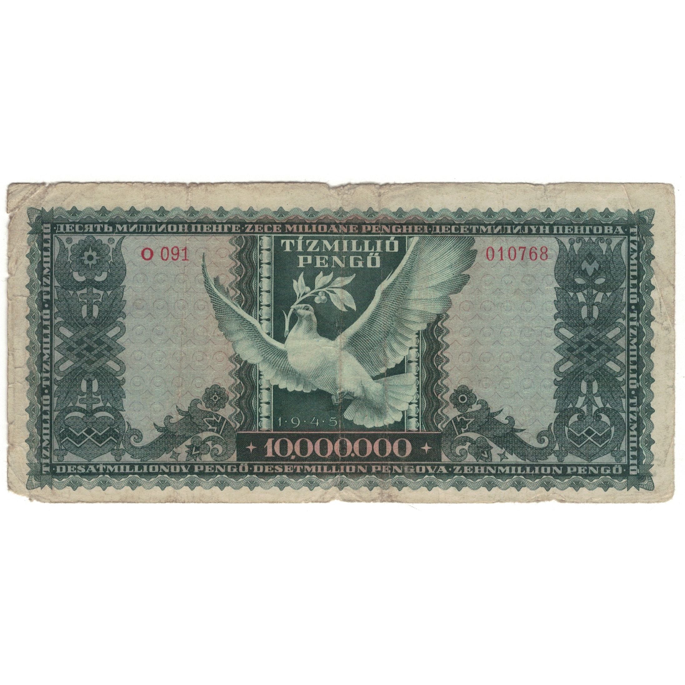 Banknote, Hungary, 10,000,000 Pengö, 1945, 1945-11-16, KM:123, VG(8-10)