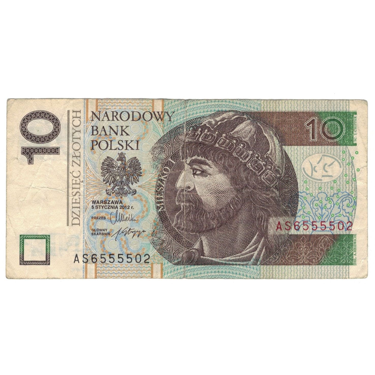 Banknote, Poland, 10 Zlotych, 2012, 2012-01-05, VG(8-10)