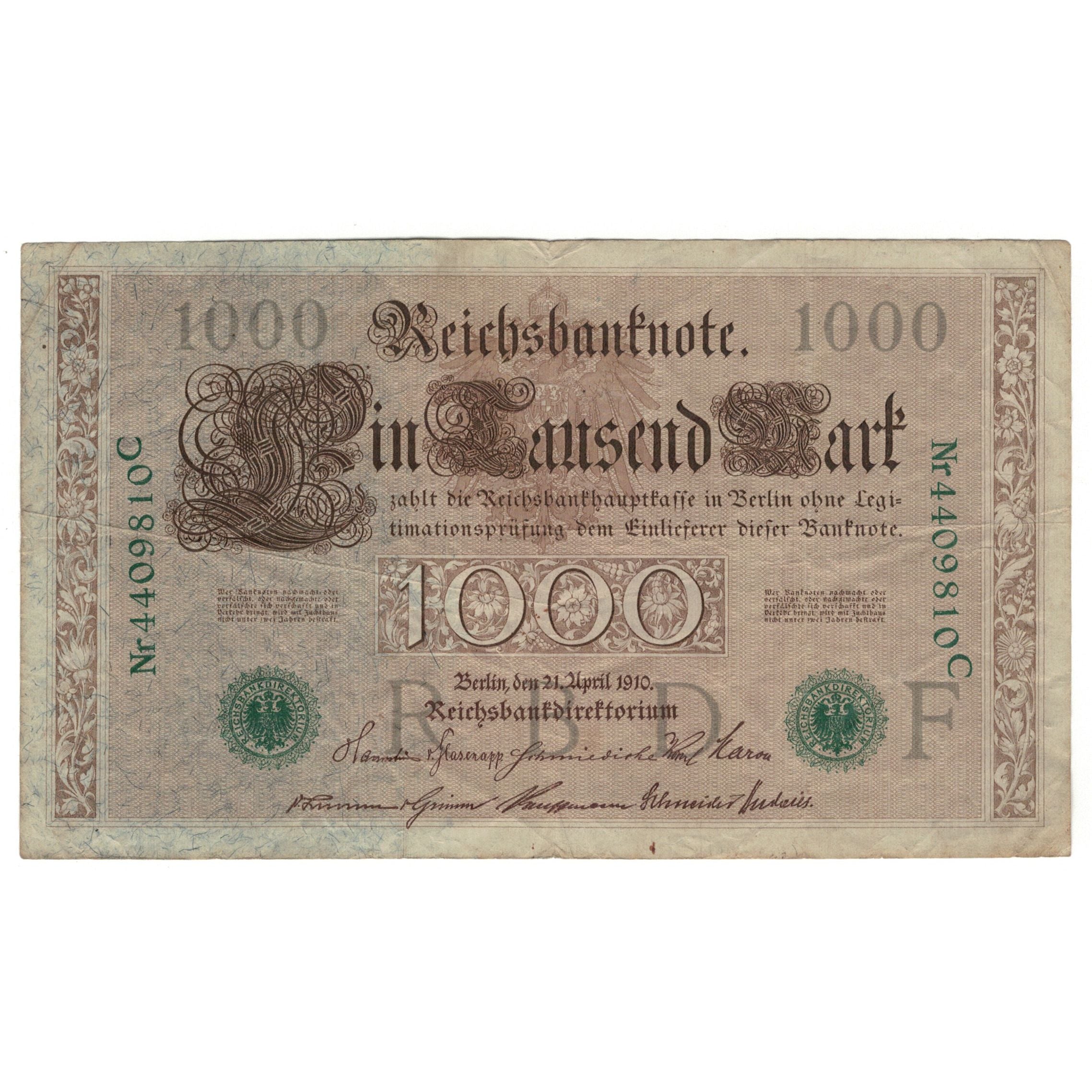 Banknote, Germany, 1000 Mark, 1910, 1910-04-21, KM:44a, VF(20-25)