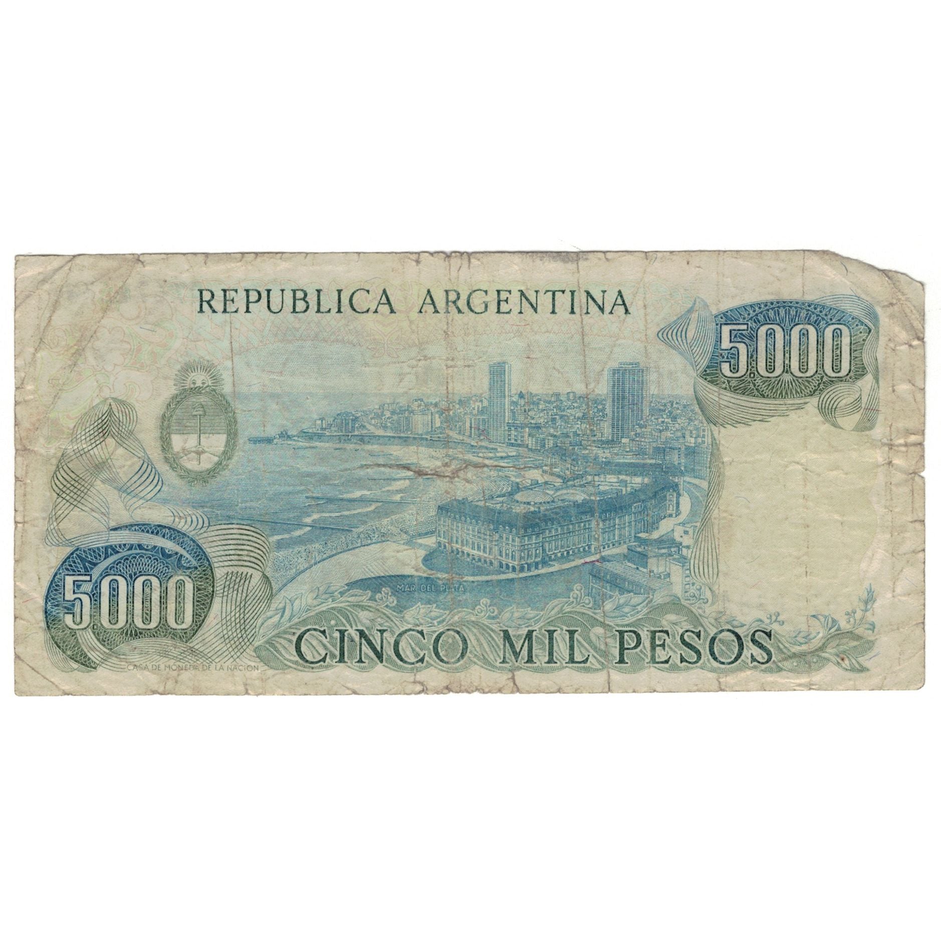 Banknote, Argentina, 5000 Pesos, KM:305a, AG(1-3)