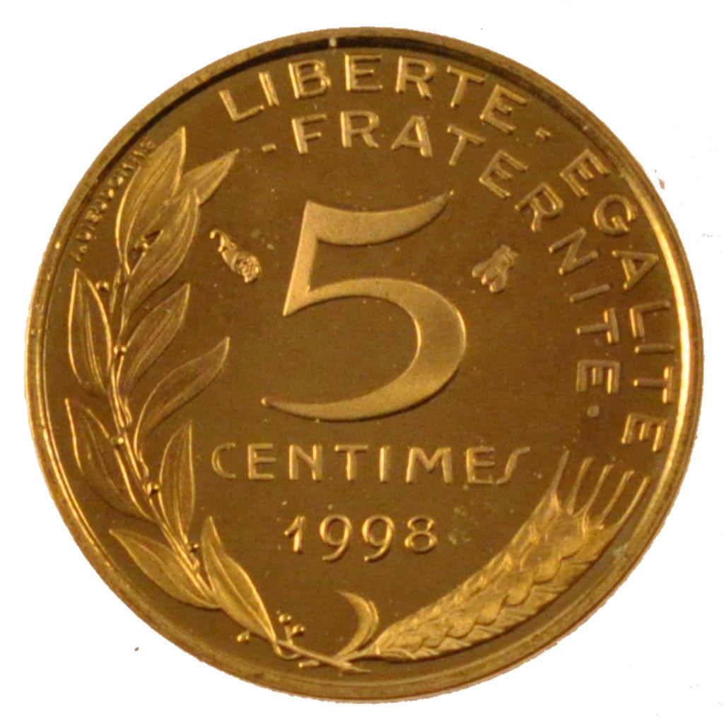 FRANCE, Marianne, 5 Centimes, 1998, Paris, KM #933, MS(65-70), Aluminum-Bronze,.