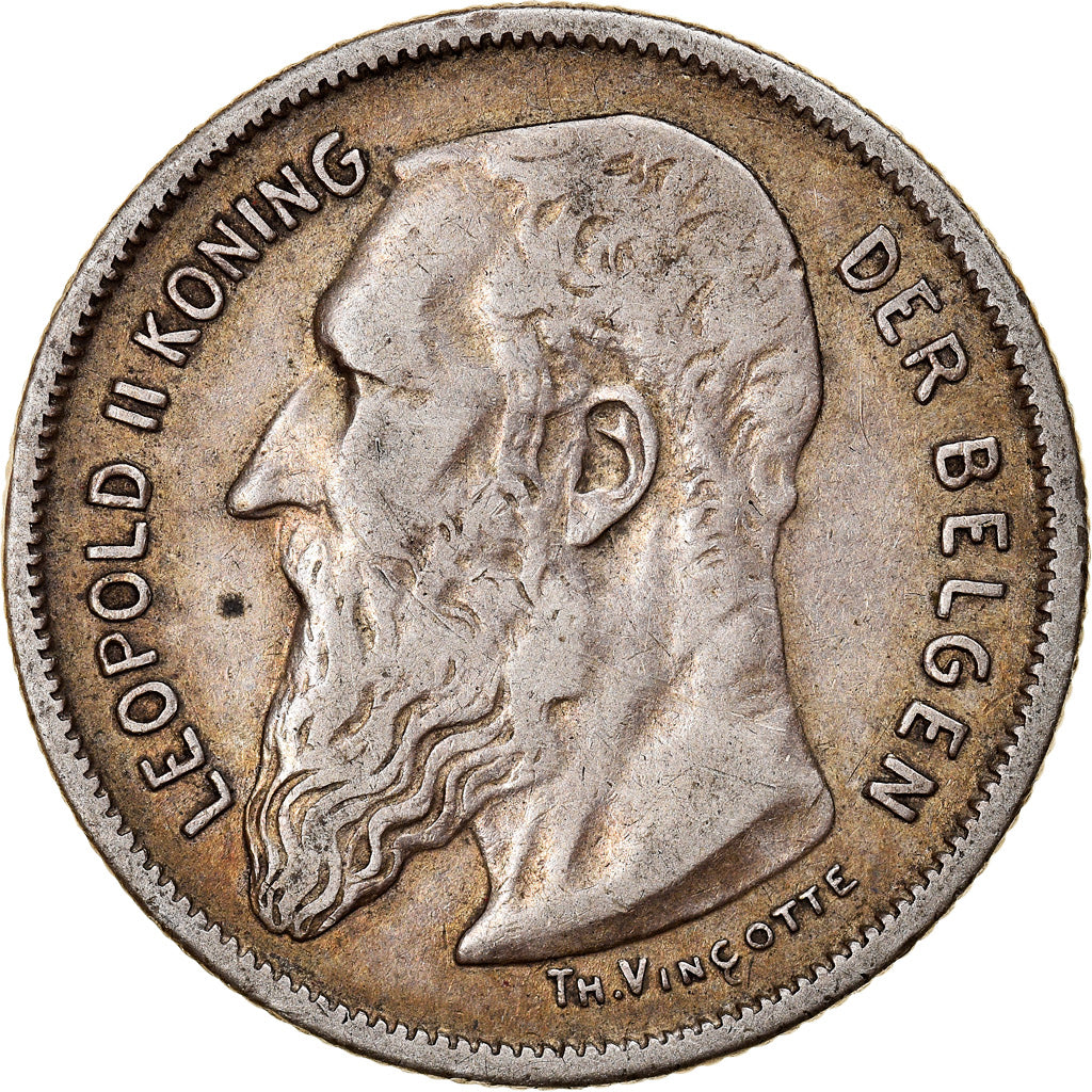 Coin, Belgium, Leopold II, 2 Francs, 2 Frank, 1904, Brussels, EF(40-45), Silver