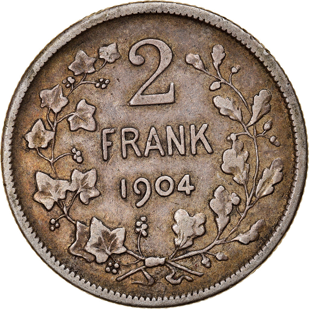 Coin, Belgium, Leopold II, 2 Francs, 2 Frank, 1904, Brussels, EF(40-45), Silver