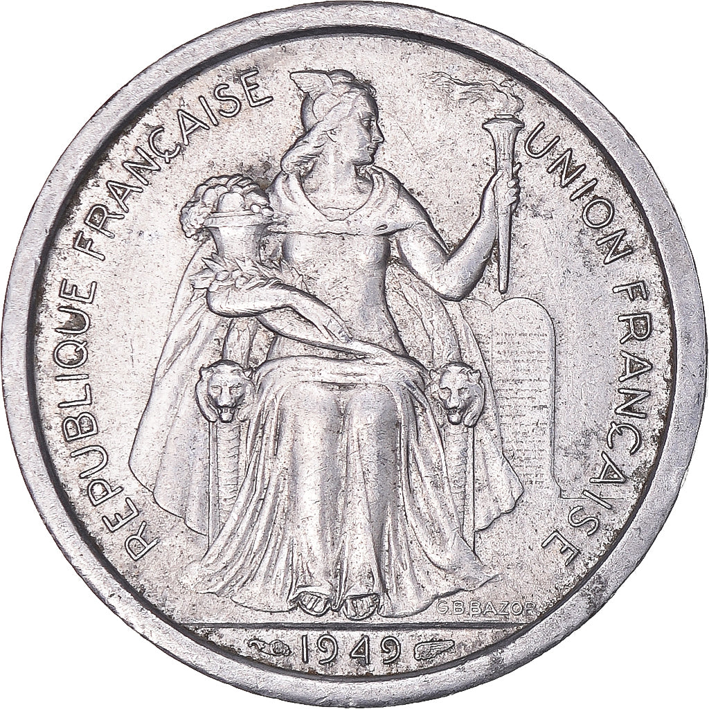 Monnaie, Océanie, 2 Francs, 1949