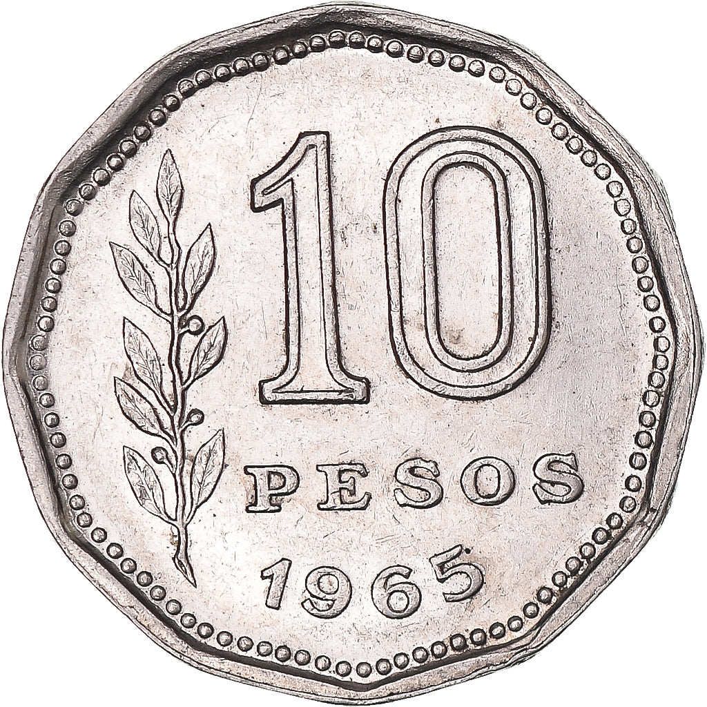 Moneta, Argentina, 10 Pesos, 1965