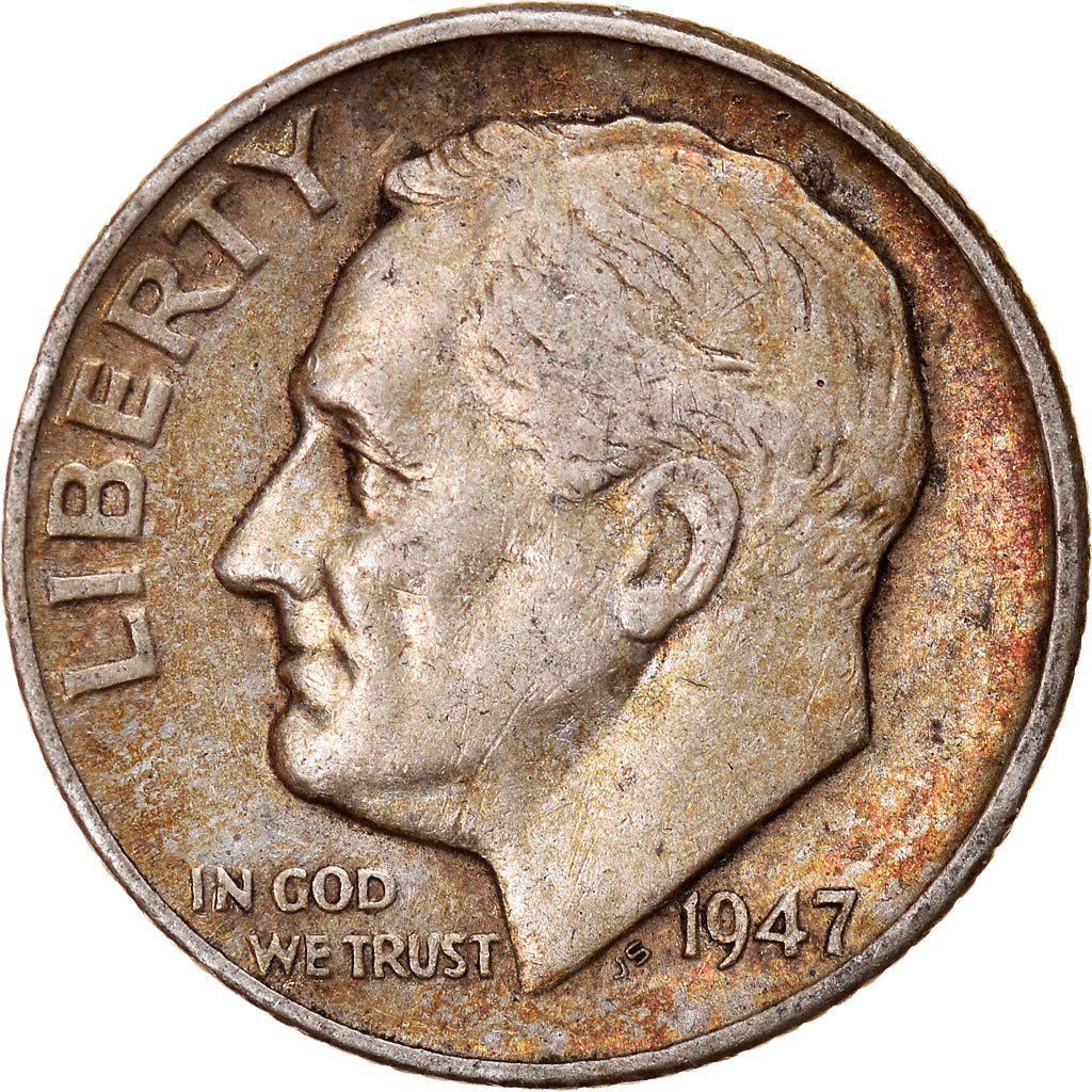 Coin, United States, Roosevelt Dime, Dime, 1947, U.S. Mint, Philadelphia