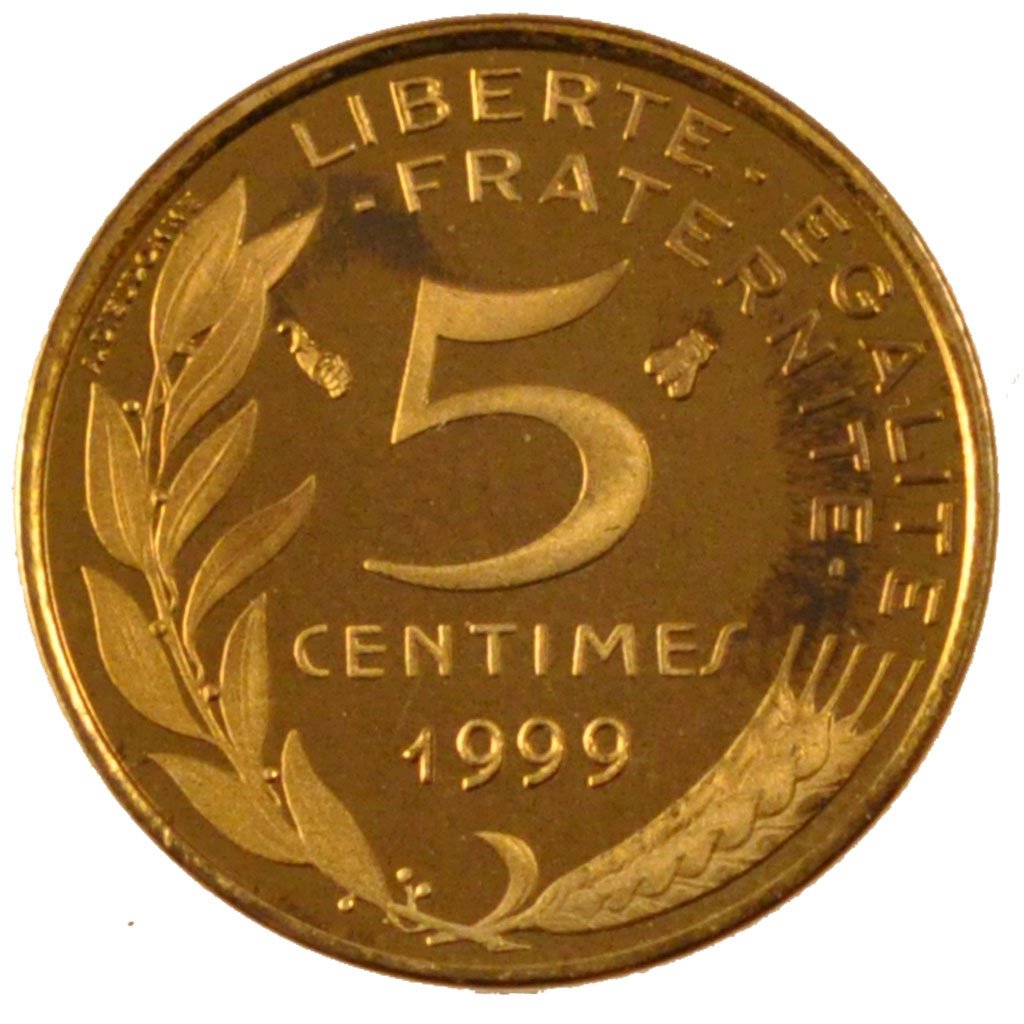 FRANCE, Marianne, 5 Centimes, 1999, Paris, KM #933, MS(65-70), Aluminum-Bronze,.