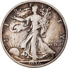 Coin, United States, Walking Liberty Half Dollar, Half Dollar, 1936, U.S. Mint