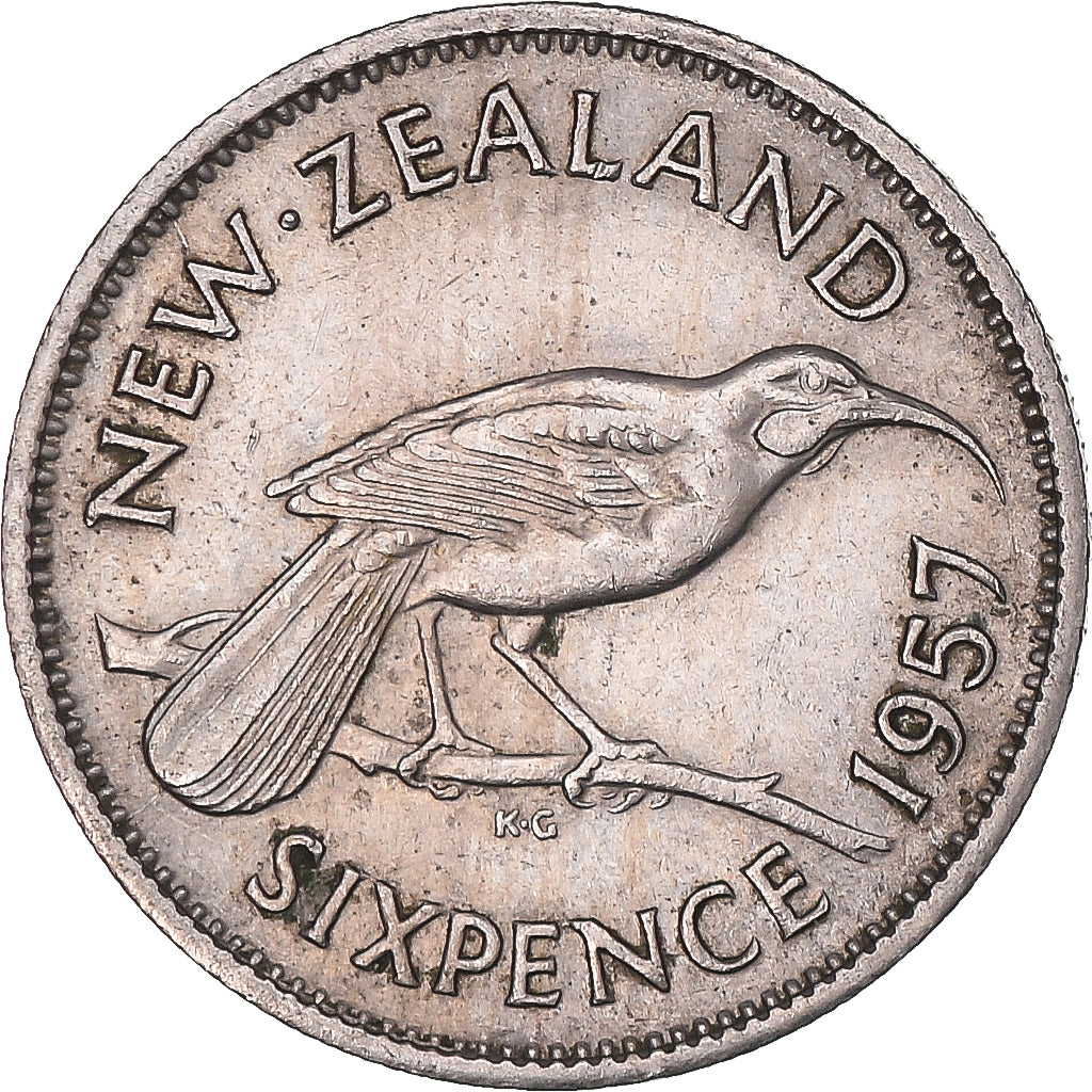 Monnaie, Nouvelle-Zélande, 6 Pence, 1957