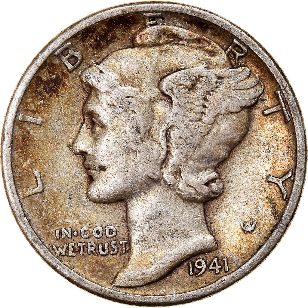 Coin, United States, Mercury Dime, Dime, 1941, U.S. Mint, Philadelphia