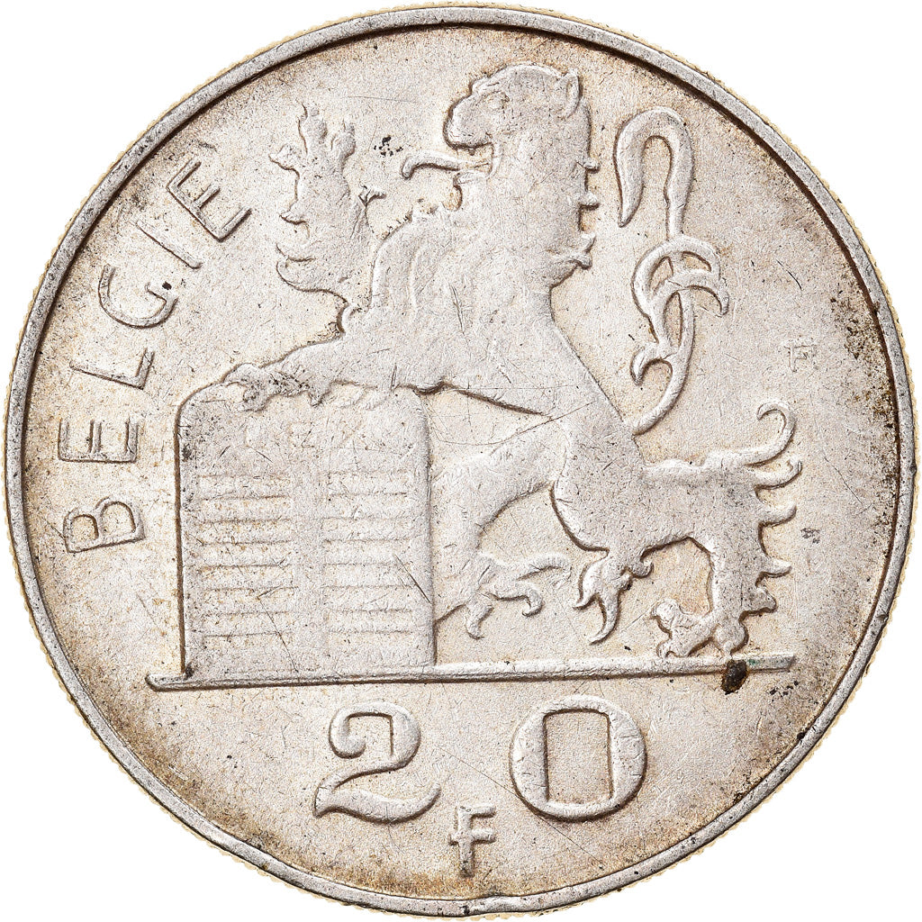 Coin, Belgium, Baudouin, 20 Francs, 20 Frank, 1951, Brussels, EF(40-45), Silver