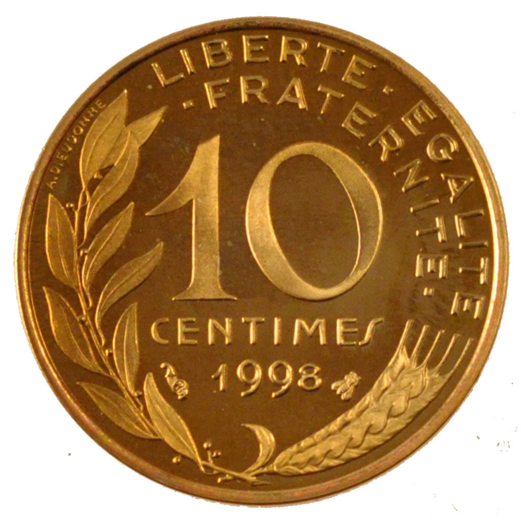 FRANCE, Marianne, 10 Centimes, 1998, Paris, KM #929, MS(65-70),...