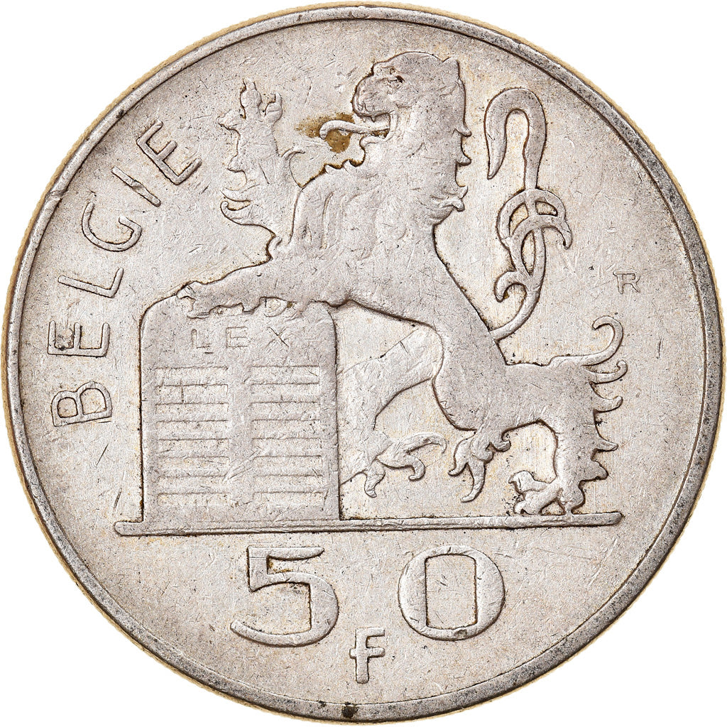 Coin, Belgium, Baudouin, 50 Francs, 50 Frank, 1950, Brussels, EF(40-45), Silver