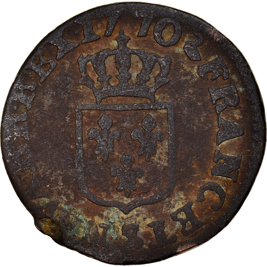 Coin, France, Louis XV, Liard à la vieille tête, Liard, 1770, Reims